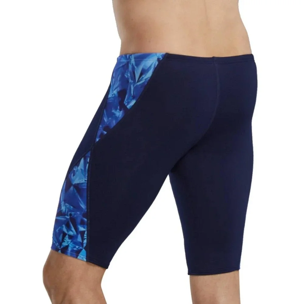 TYR Mens Durafast Jammer Swimsuit Blue Geometric Print Size 36 L New With Tags